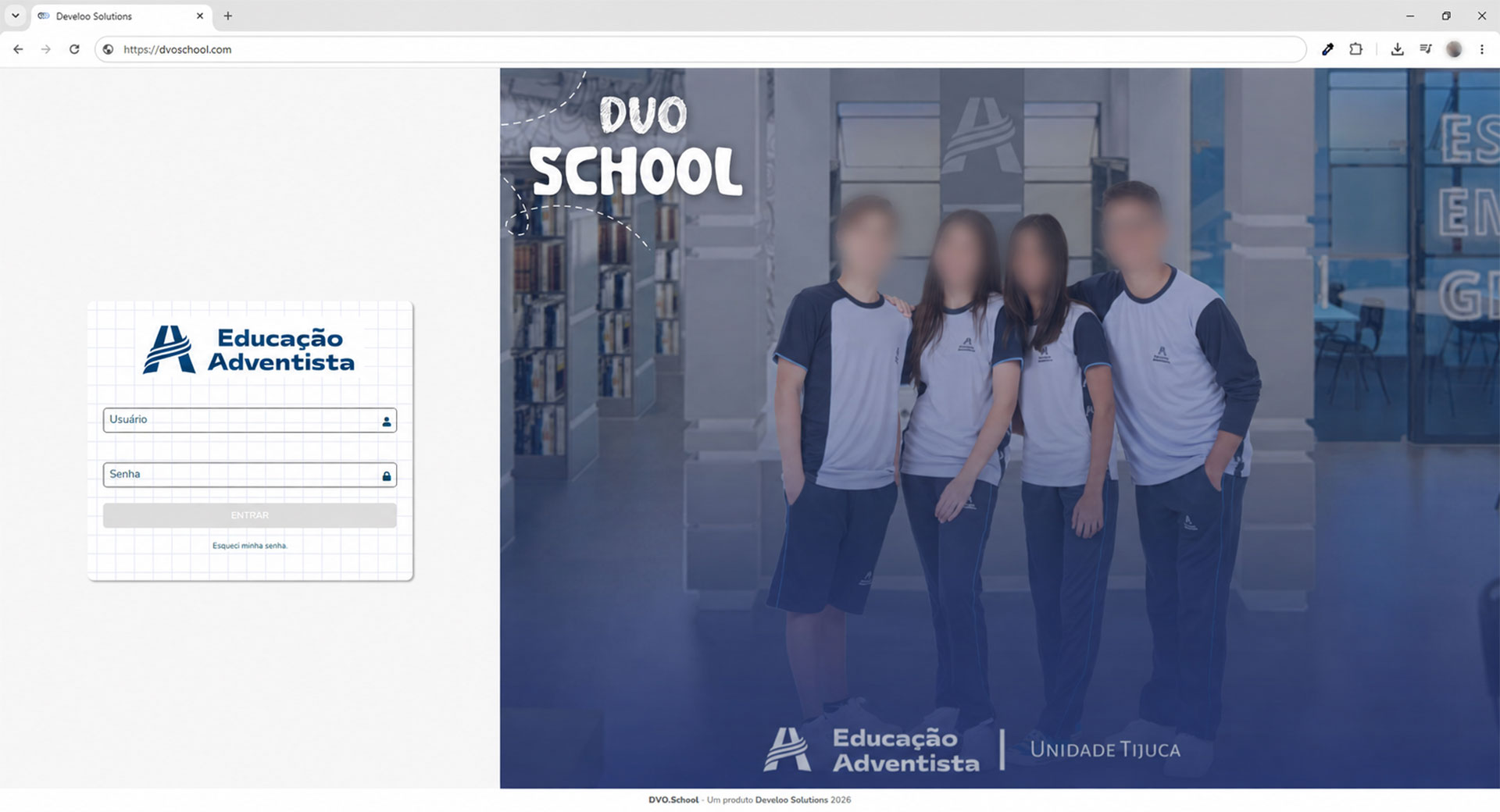 Tela do DVOSchool: Portal de acesso